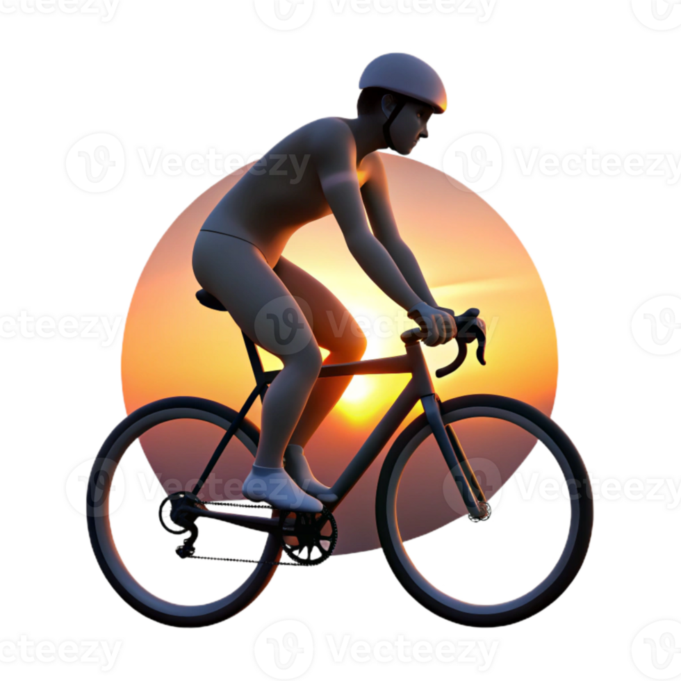 wonderful classic Cyclist Silhouette at Sunset Isolated Element authentic png