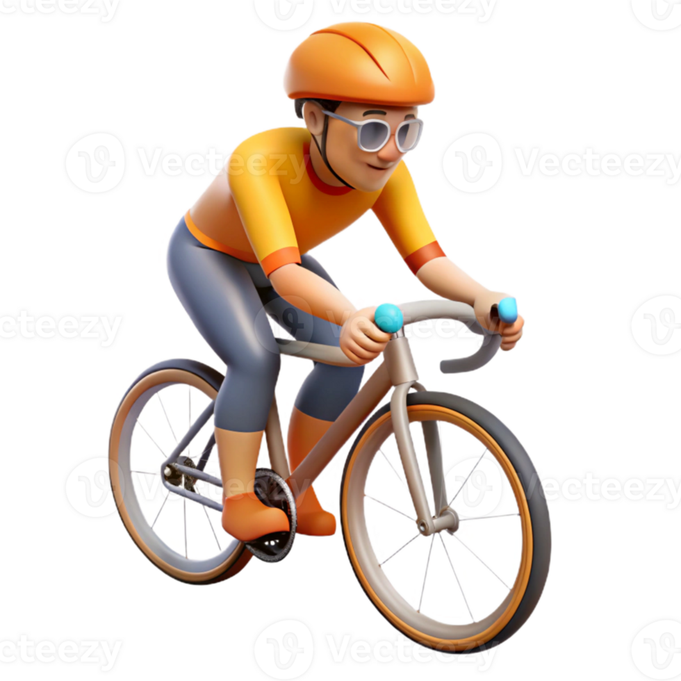 magnificent artistic Cyclist on Bike Dynamic Perspective Isolated Cutout authentic png