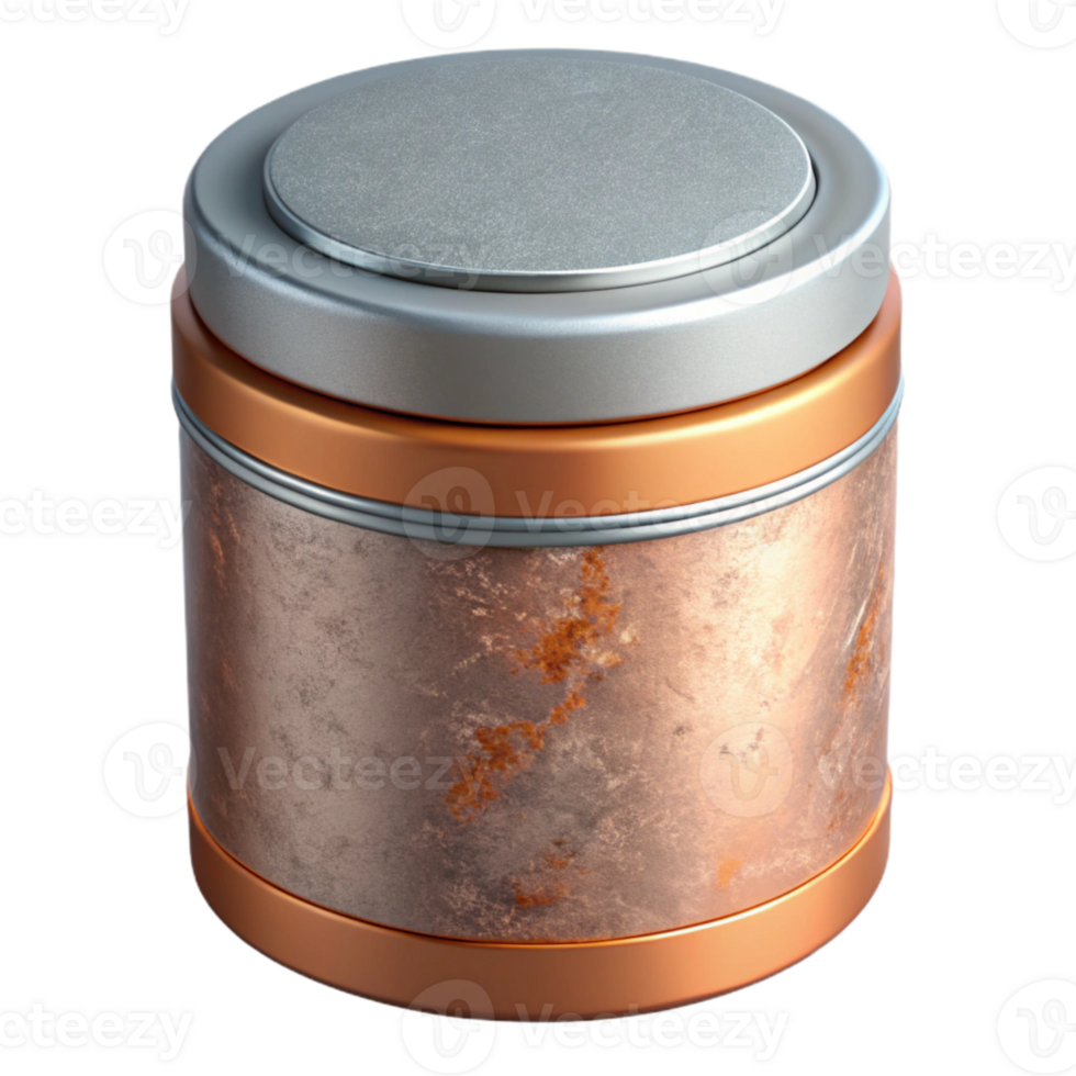 vibrant modern Cylindrical Container with Metallic Lid Cutout Element png