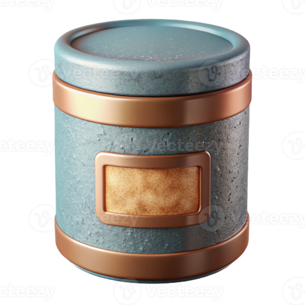 vibrant artistic Cylindrical Container with Label Design Isolated Transparent Background premium png