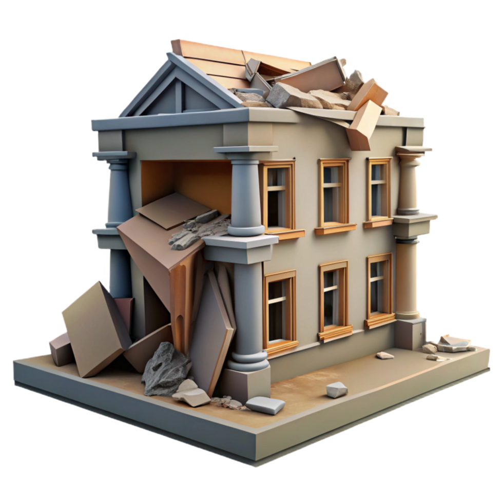 magnificent modern Damaged Building After Earthquake Realistic View Isolated original png