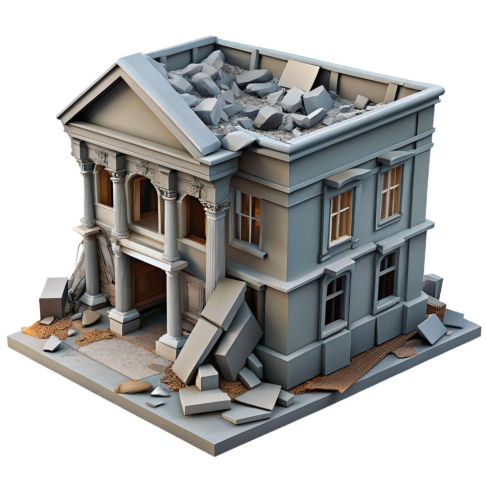 elegant creative Damaged Building After Earthquake Realistic View Isolated exclusive png