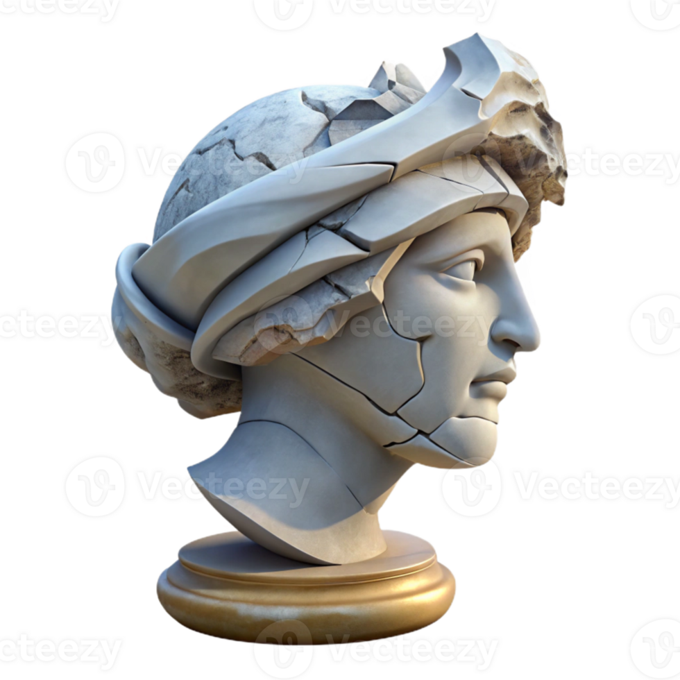 vibrant minimalist Damaged Sculpture Fragment Side View Isolated original png