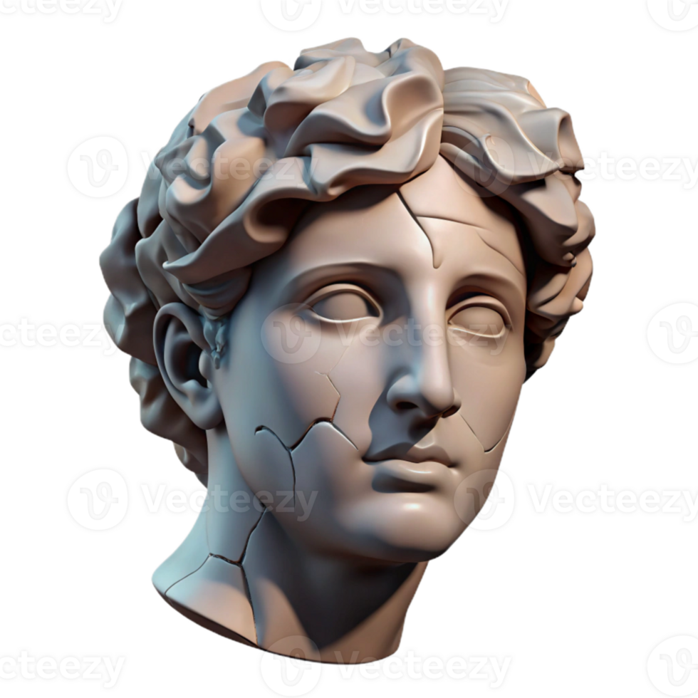 wonderful abstract Damaged Sculpture Head Fragment Isolated authentic png