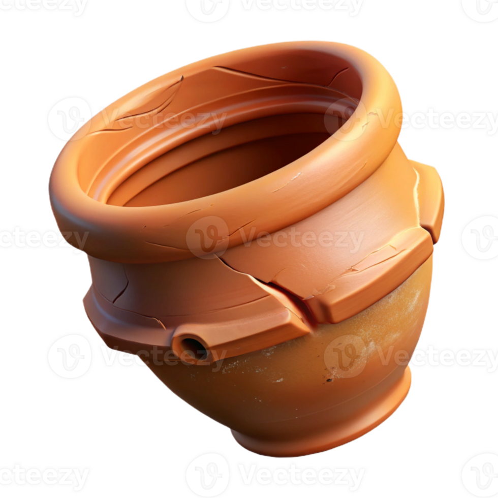 serene classic Damaged Terracotta Pot Fragment Isolated on Transparent Background authentic png
