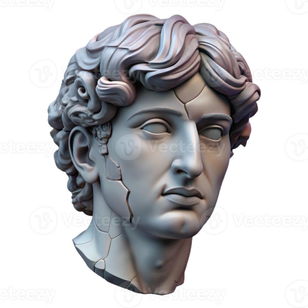 magnificent rustic Damaged Sculpture Head Fragment Isolated genuine png