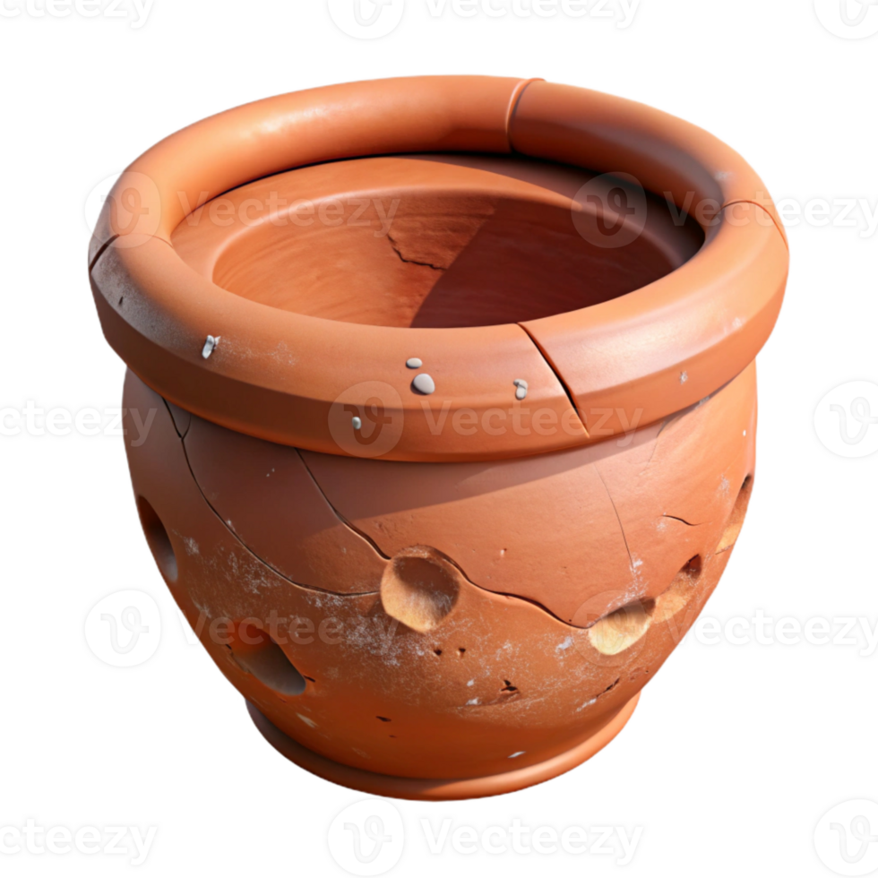 beautiful rustic Damaged Terracotta Pot Restoration Cutout high resolution png