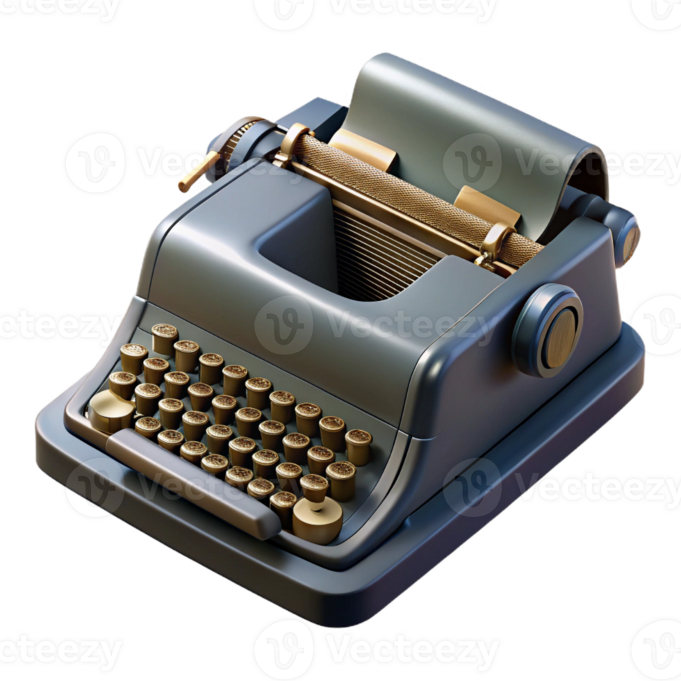 vibrant creative Dark Academia Typewriter Transparent Background Top View professional png