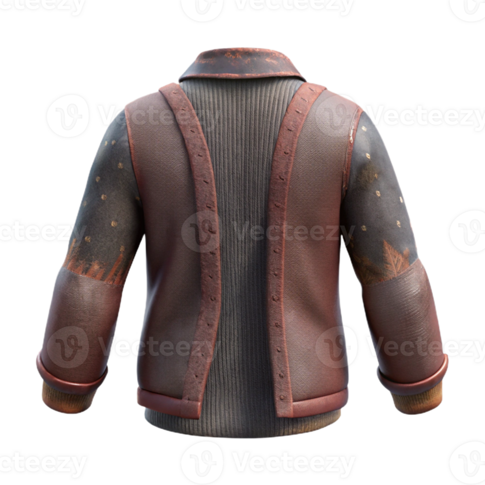 dramatic creative Dark Academia Cardigan Back View Isolated Transparent Background authentic png