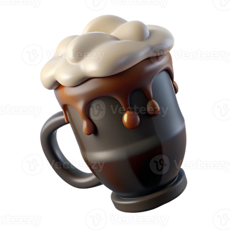 dramatic traditional Dark Beer with Creamy Head Isolated Element authentic png