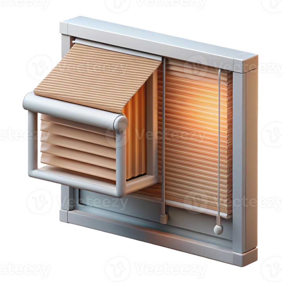 impressive rustic Smart Blinds Fully Open Side View Transparent Background high quality png