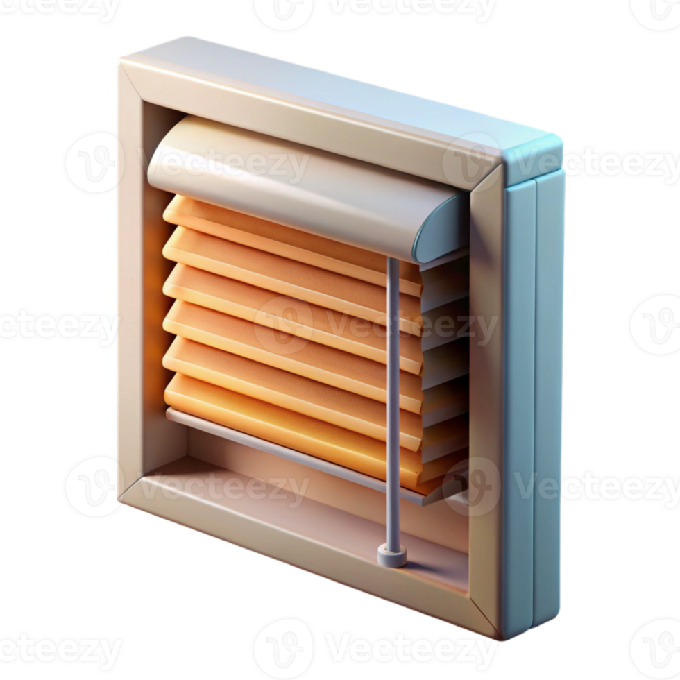 dramatic minimalist Smart Blinds Partially Open Side View Transparent Background professional png