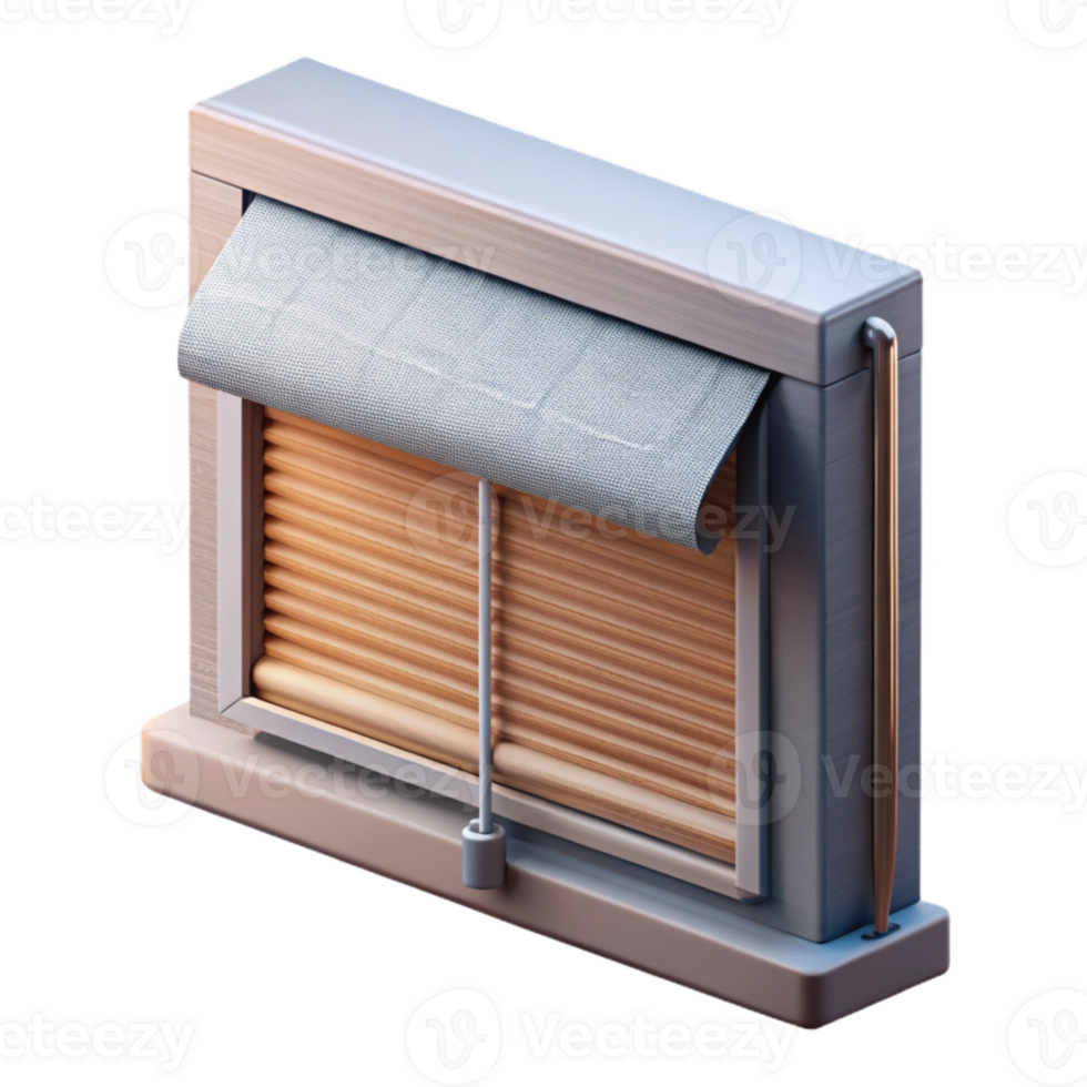 serene classic Smart Blinds Partially Open Side View Transparent Background professional png