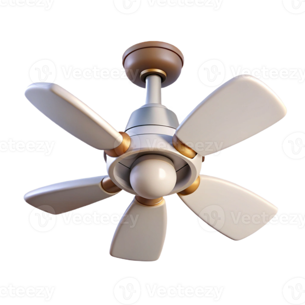 serene vintage Smart Ceiling Fan White Rotating Blades Isolated original png