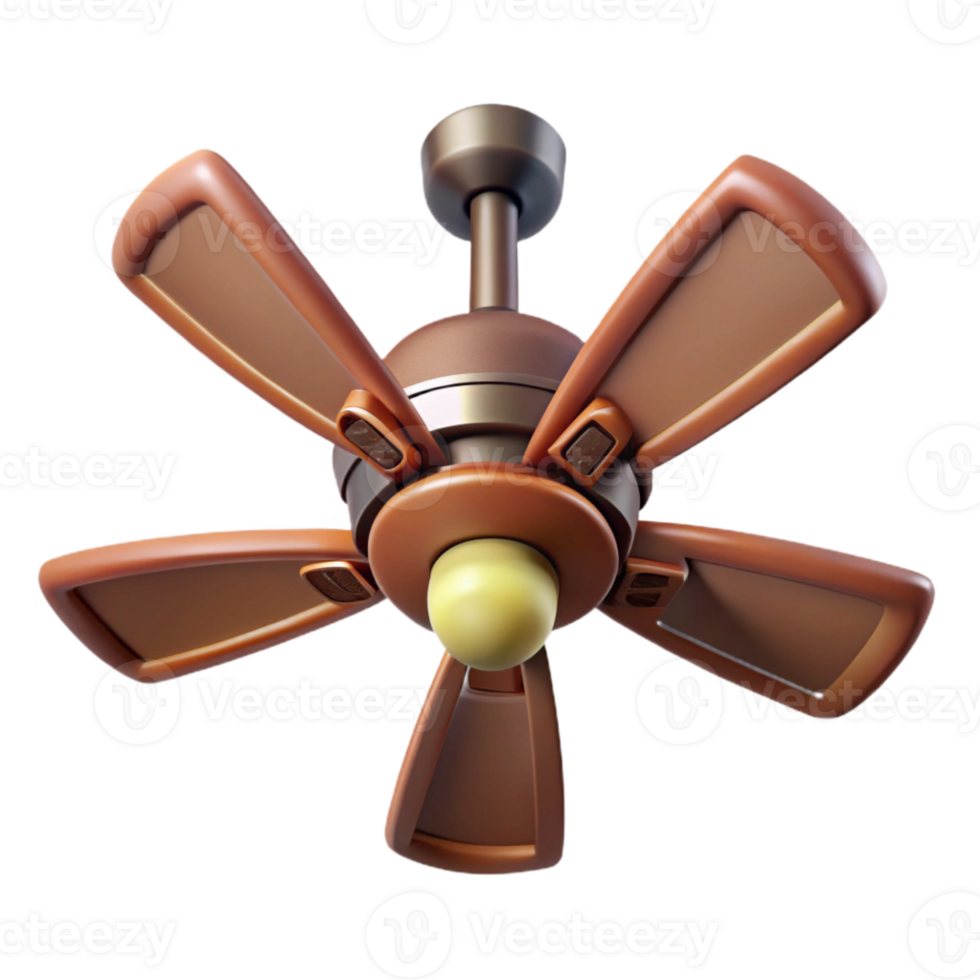 impressive artistic Smart Ceiling Fan Brown Stationary Blades Isolated professional png
