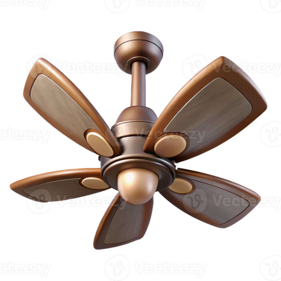 elegant artistic Smart Ceiling Fan Brown Stationary Blades Isolated authentic png