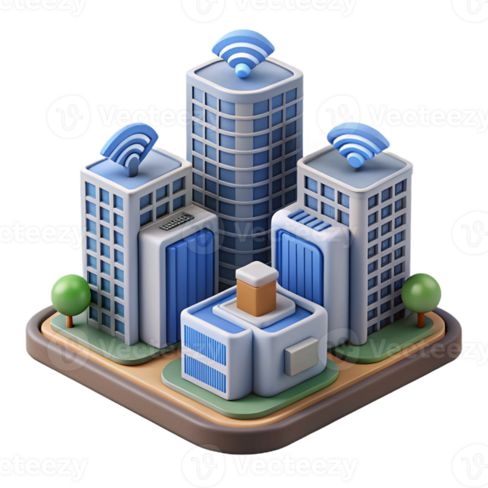 wonderful modern Smart City Buildings with Sensor Networks Isolated Cutout premium png