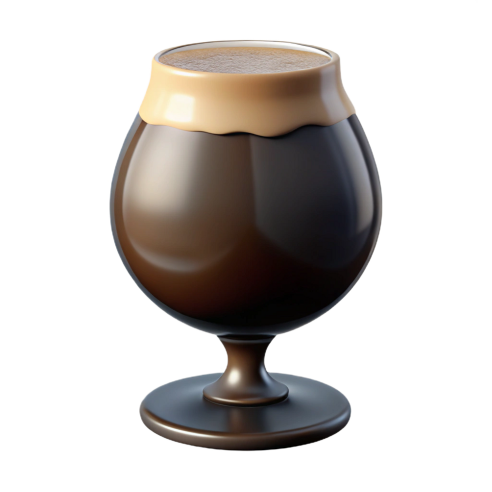 vibrant classic Dark Stout Beer in Snifter Glass Isolated Element high resolution png