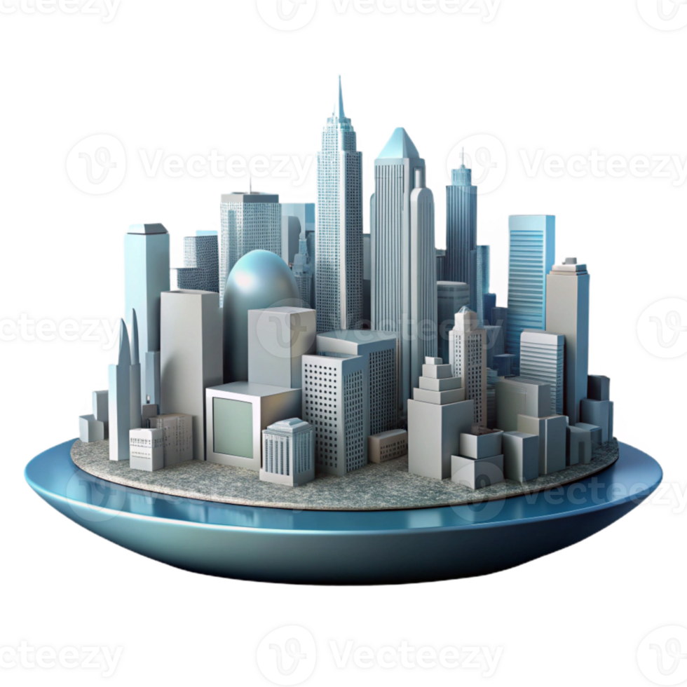 elegant creative Smart City Skyline Silhouette Isolated Transparent Background premium png