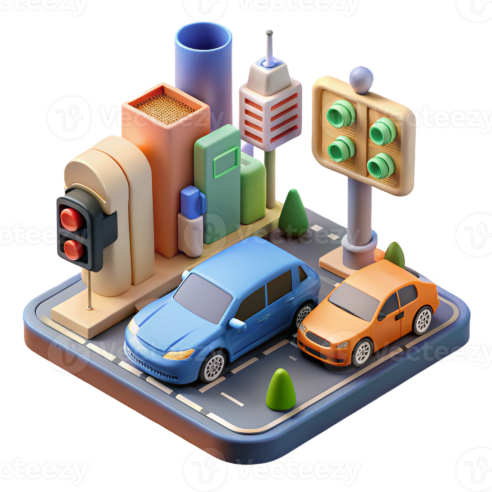 extraordinary abstract Smart City Traffic Management System with Sensors and Cameras Isolated Cutout genuine png