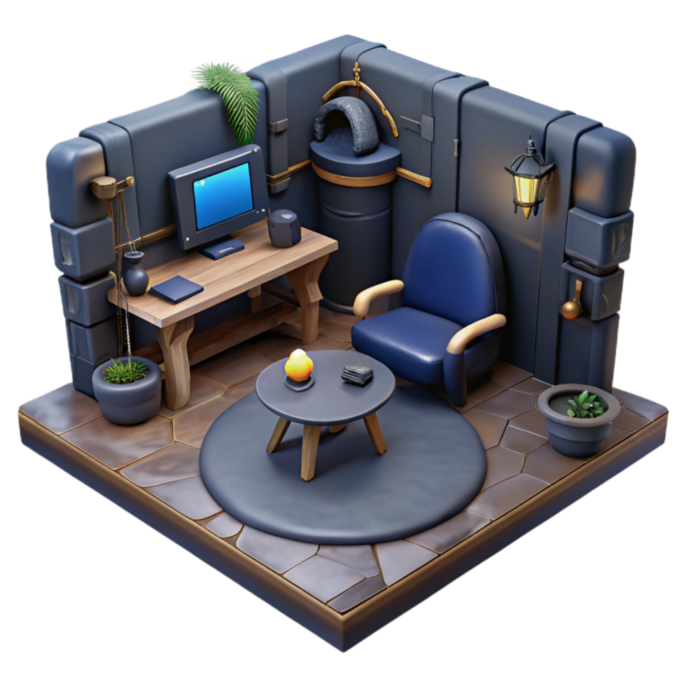 vibrant artistic Dark Vr Gaming Room Scene Transparent Background Cutout high resolution png
