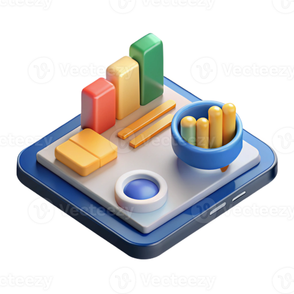 beautiful classic Data Analysis on Tablet Computer Isometric View Isolated professional png