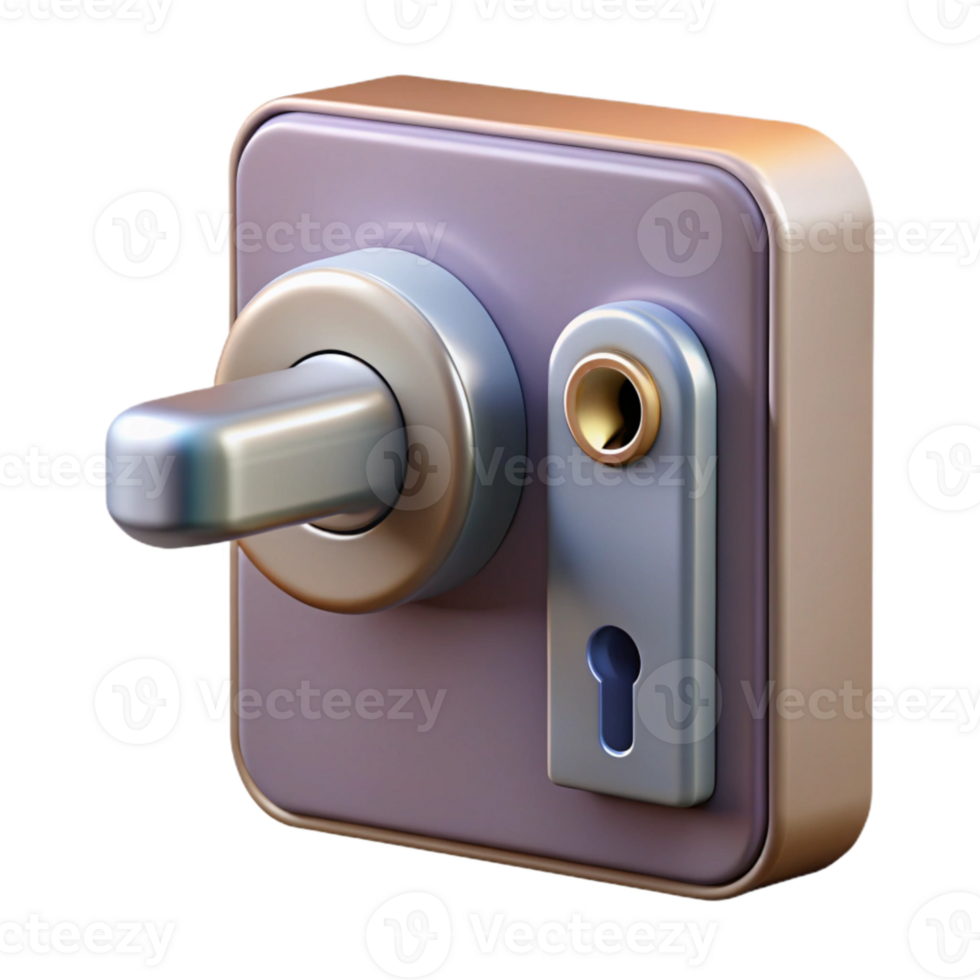 vibrant modern Smart Door Lock Side View on Transparent Background genuine png