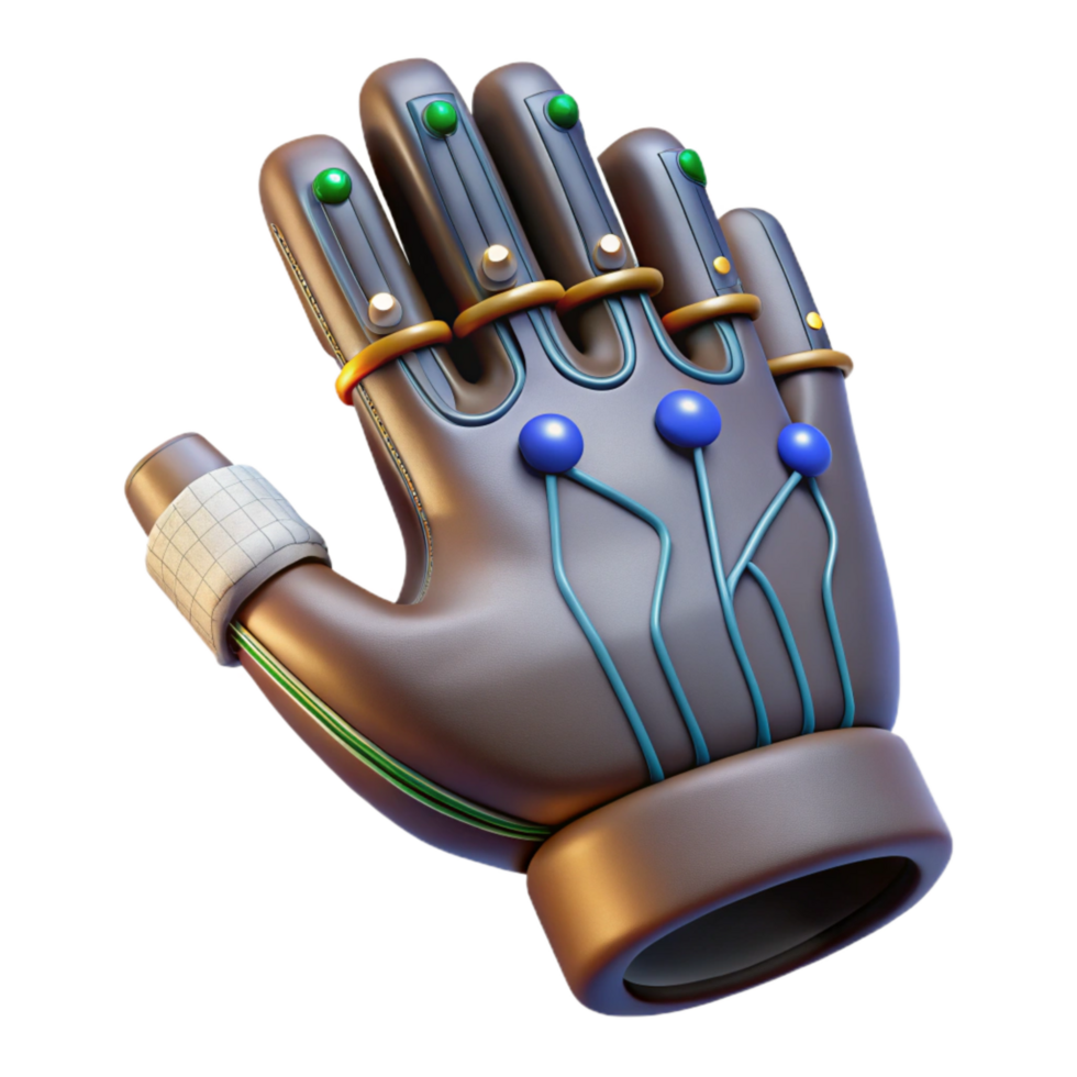 elegant modern Data Glove Wired Connections Transparent Background high resolution png