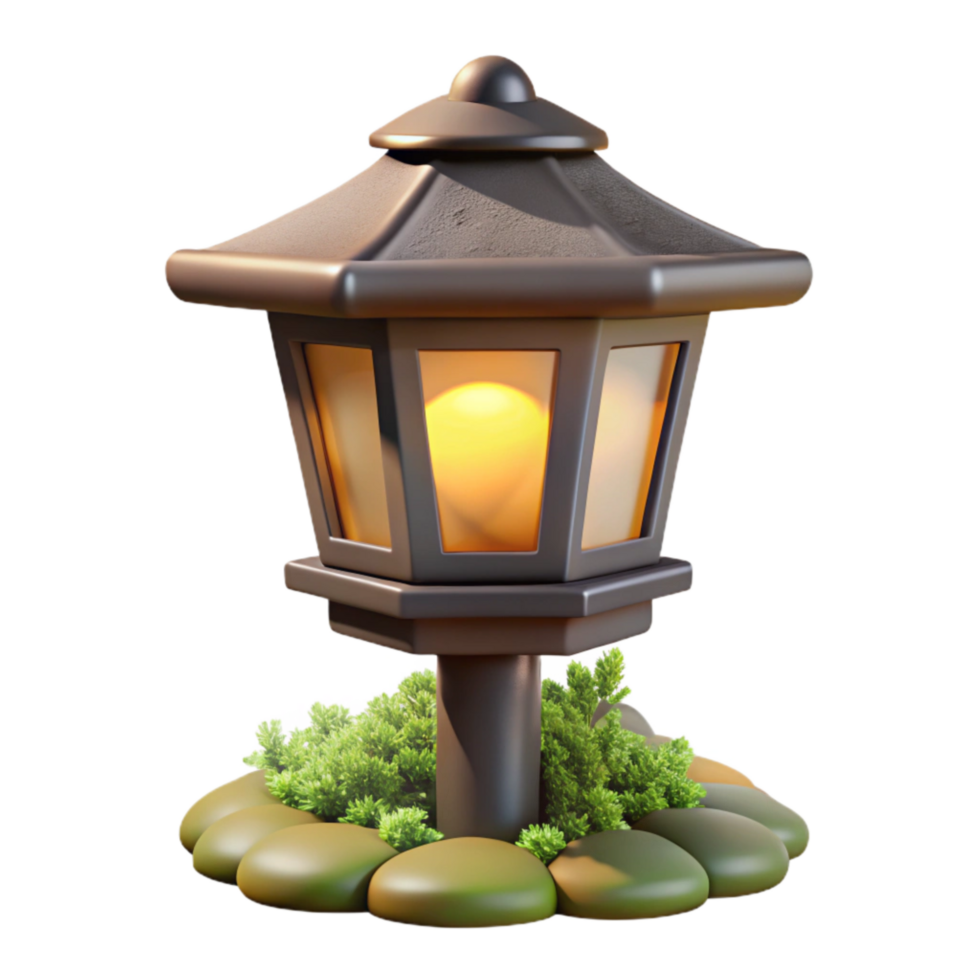 beautiful traditional Smart Garden Lighting System Illuminated Isolated high resolution png