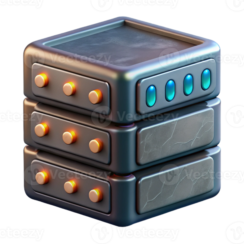 magnificent modern Data Server Front View with Blinking Lights Isolated premium png