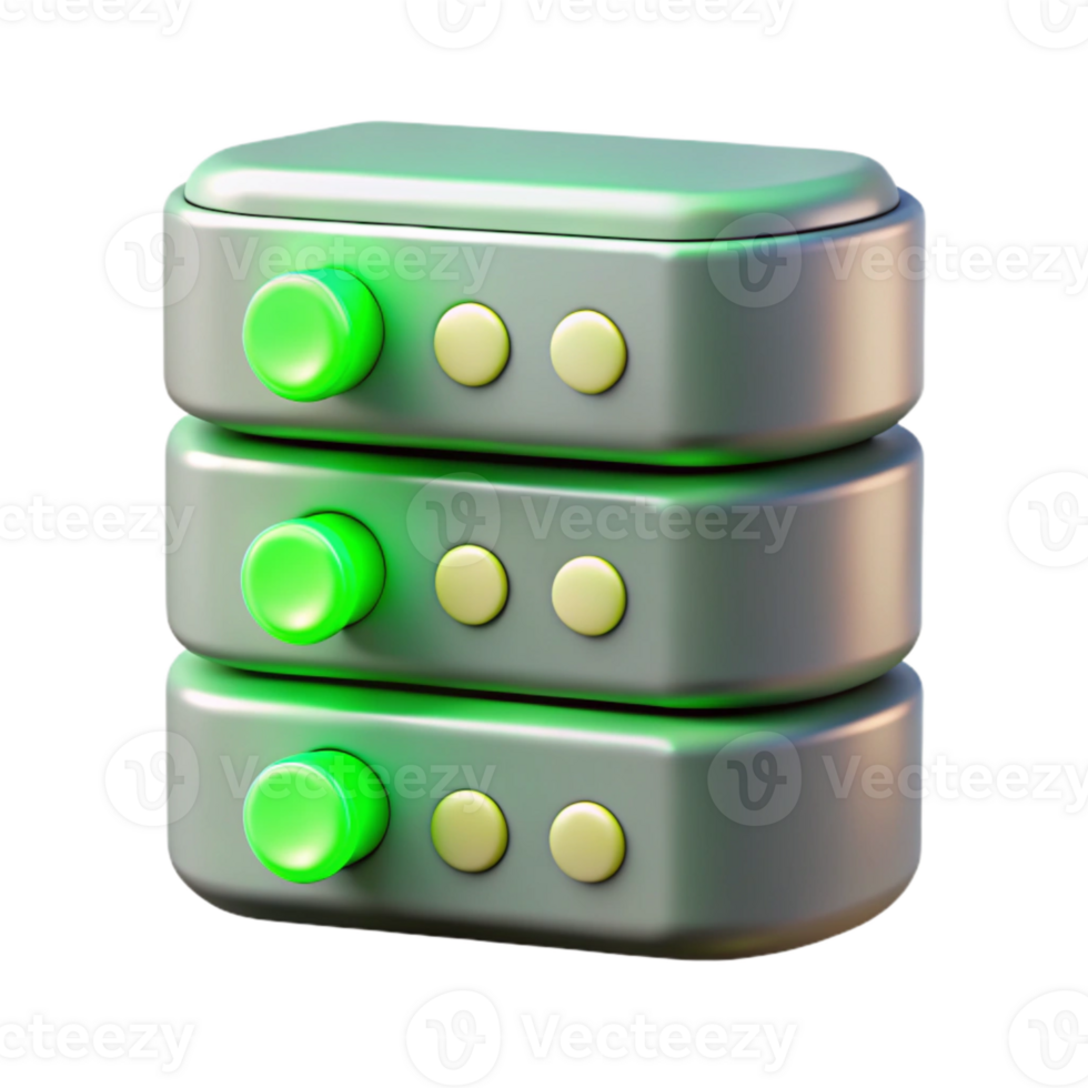 magnificent contemporary Data Server Icon with Green Lights Isolated high quality png