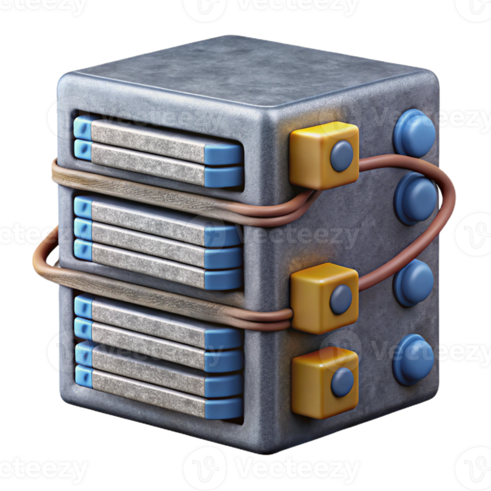 vibrant artistic Data Server Rack Side View with Cables Cutout detailed png