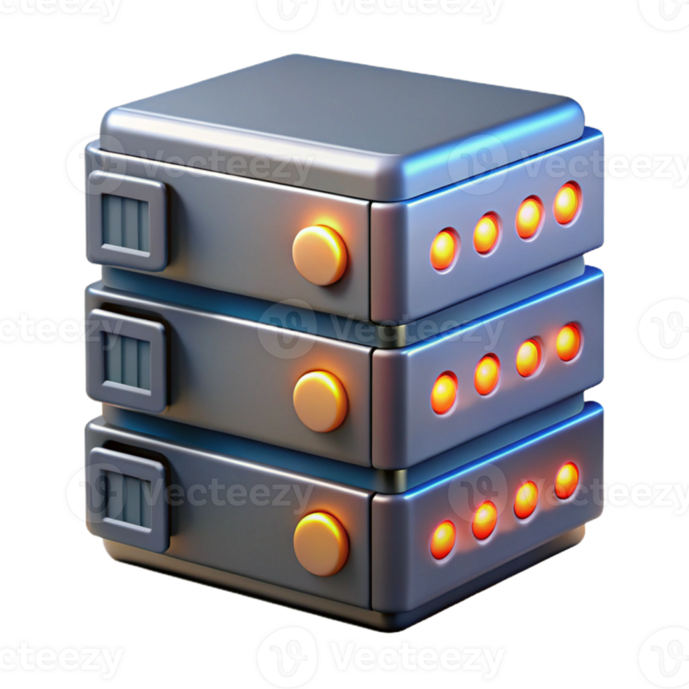 stunning contemporary Data Server Rack with Blinking Lights Isolated high quality png