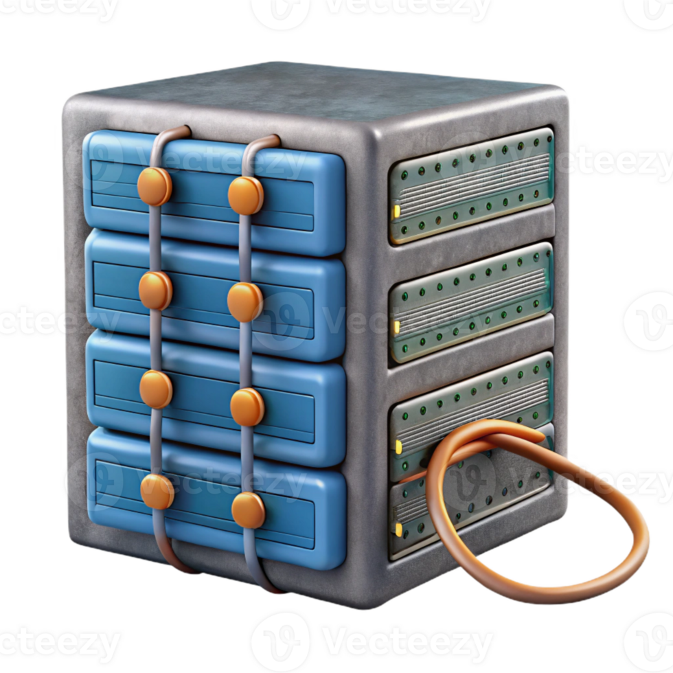 serene abstract Data Server Rack Side View with Cables Cutout genuine png