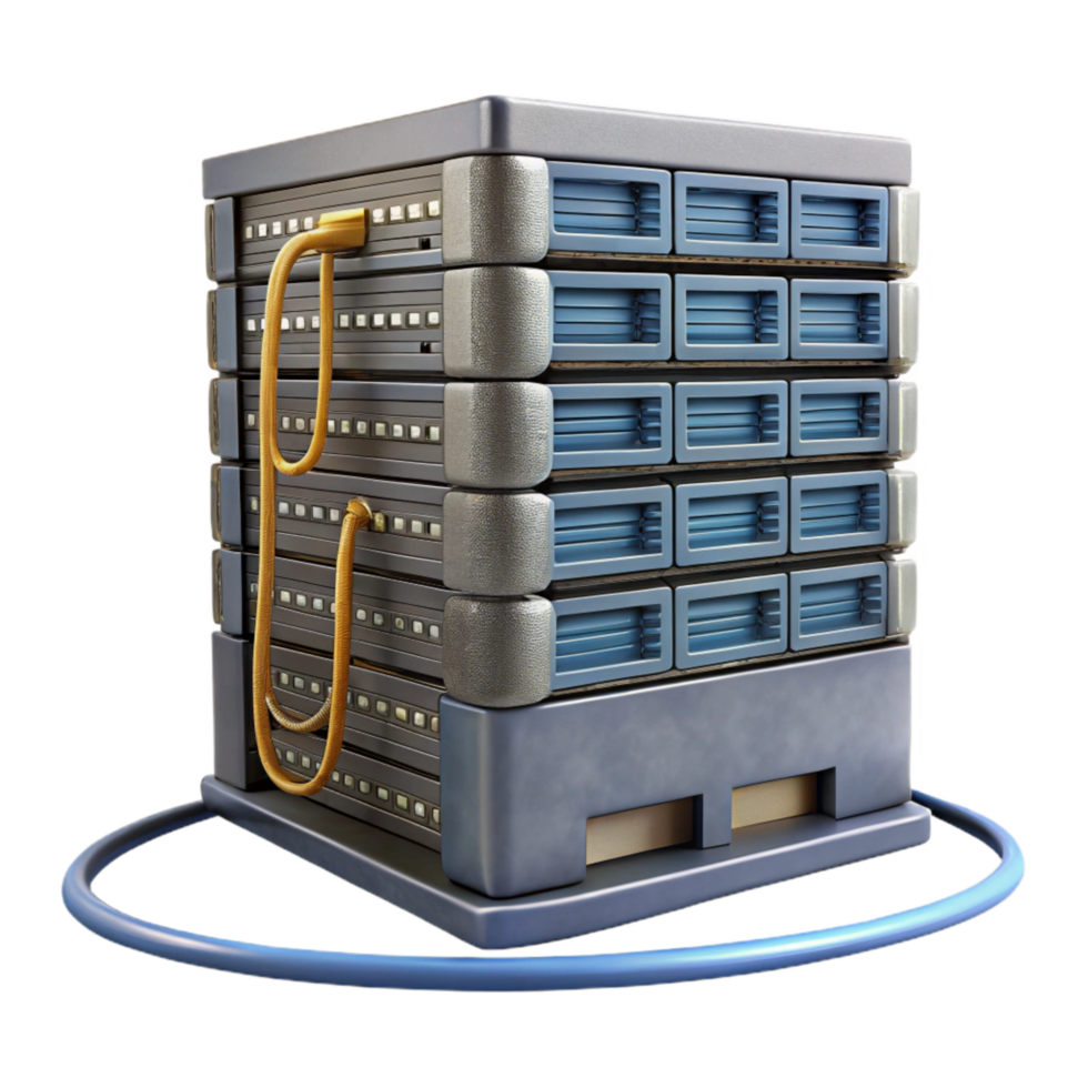 Data Server Rack Side View with Cables Cutout png