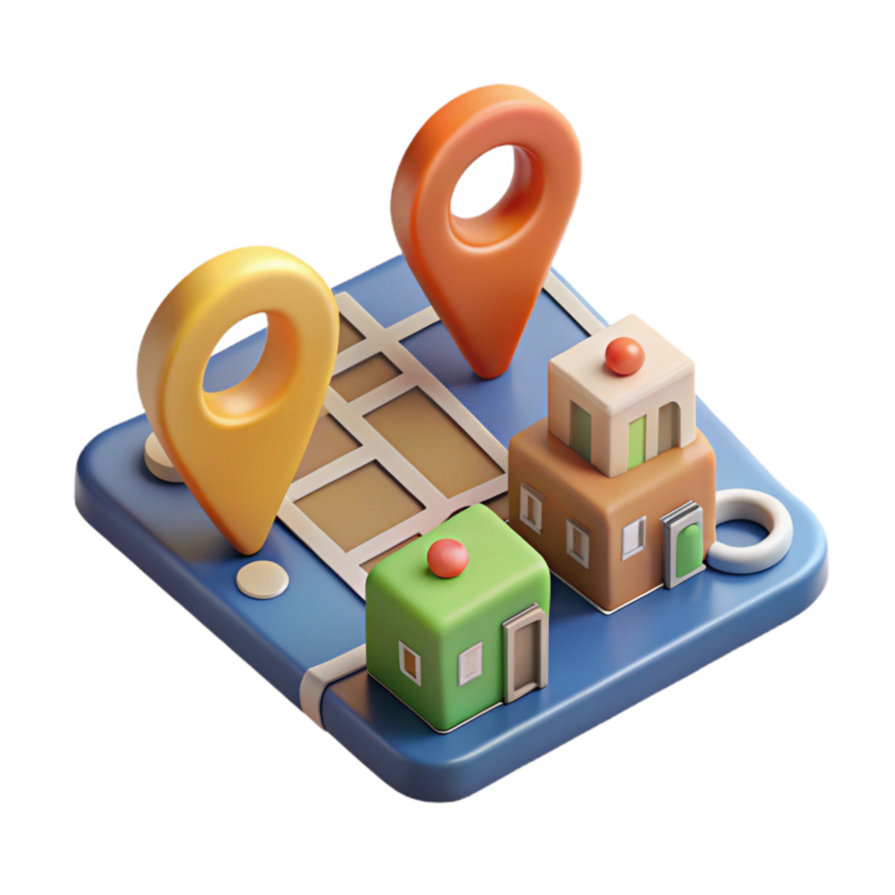 serene contemporary D City Map with Navigation Icons Cutout Element high quality png