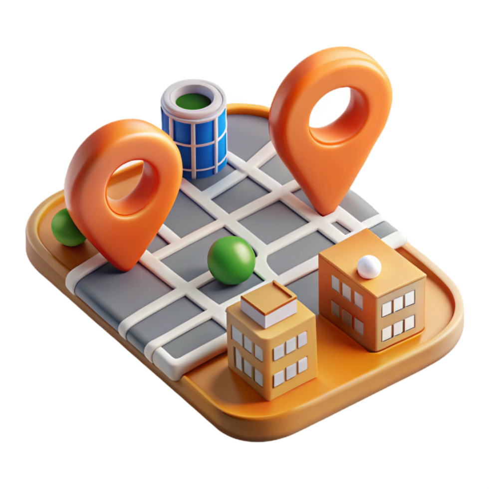 dramatic minimalist D City Map with Navigation Icons Cutout Element high quality png