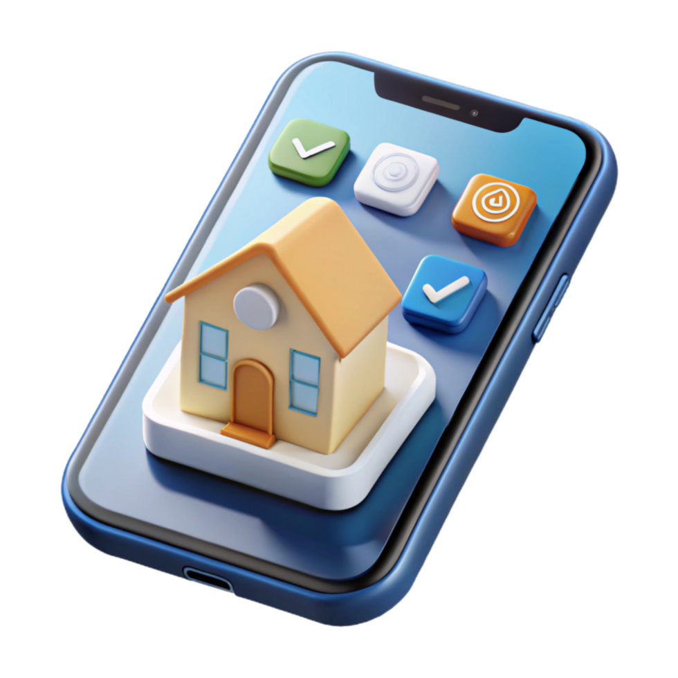 extraordinary contemporary Smart Home App Interface on Smartphone Isolated premium png