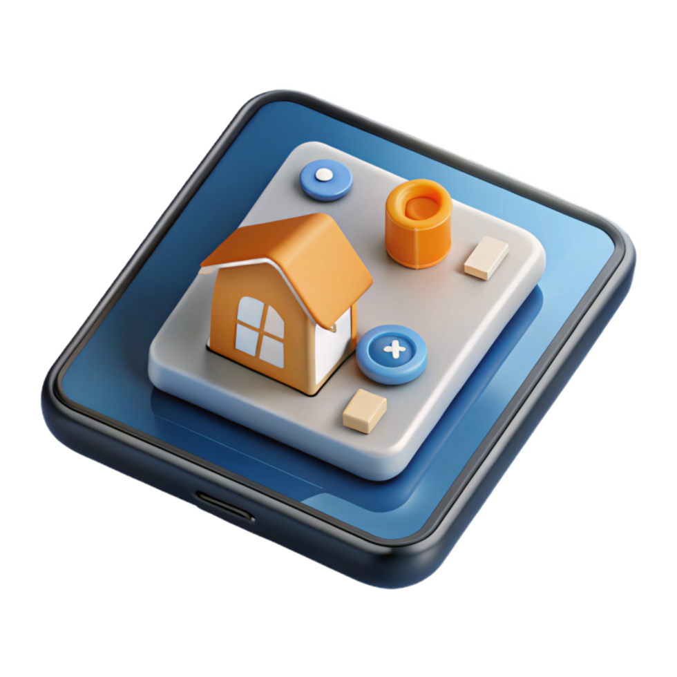 dramatic modern Smart Home App Interface on Smartphone Isolated high quality png