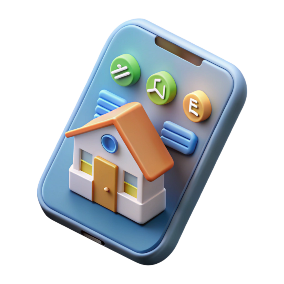 beautiful traditional Smart Home App Interface on Smartphone Isolated genuine png