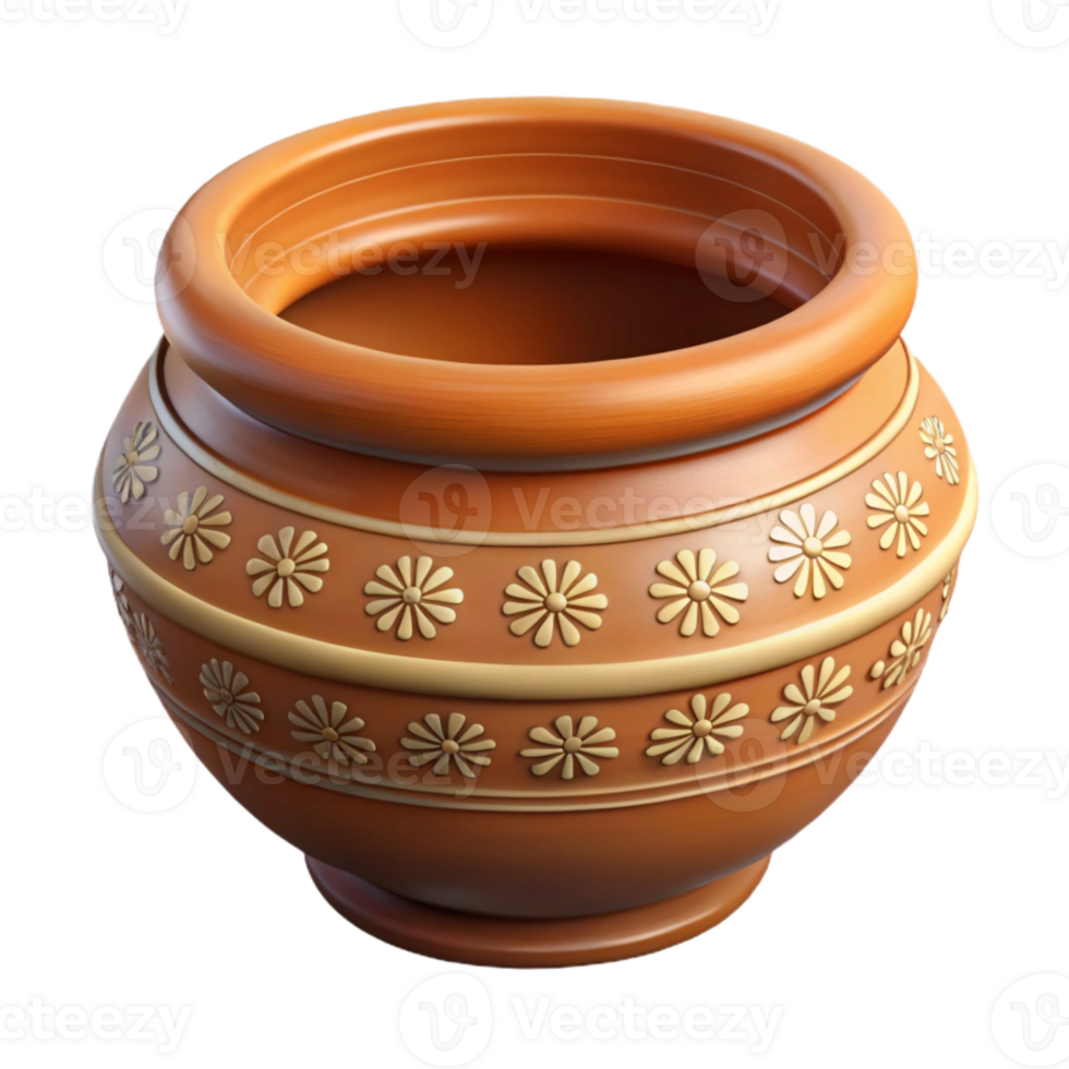 wonderful modern Decorated Pottery Bowl with Traditional Motifs Isolated professional png
