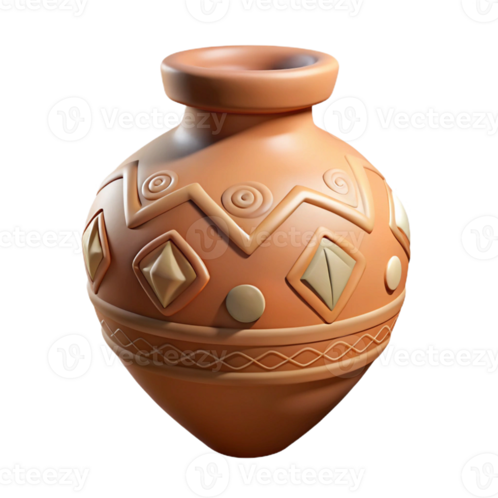 beautiful minimalist Decorated Pottery Shard with Ancient Symbols Isolated professional png
