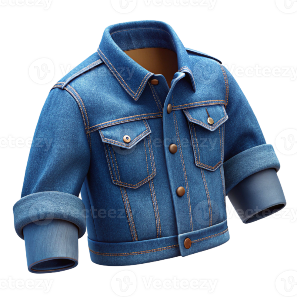 elegant contemporary Deep Blue Denim Jacket Pocket Detail Isolated original png