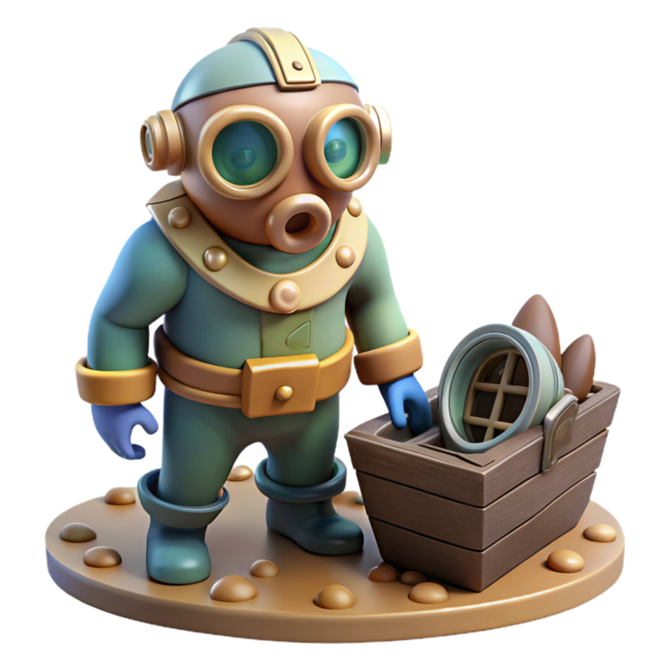 wonderful traditional Deep Sea Diver Exploring Wreck Isolated Element authentic png