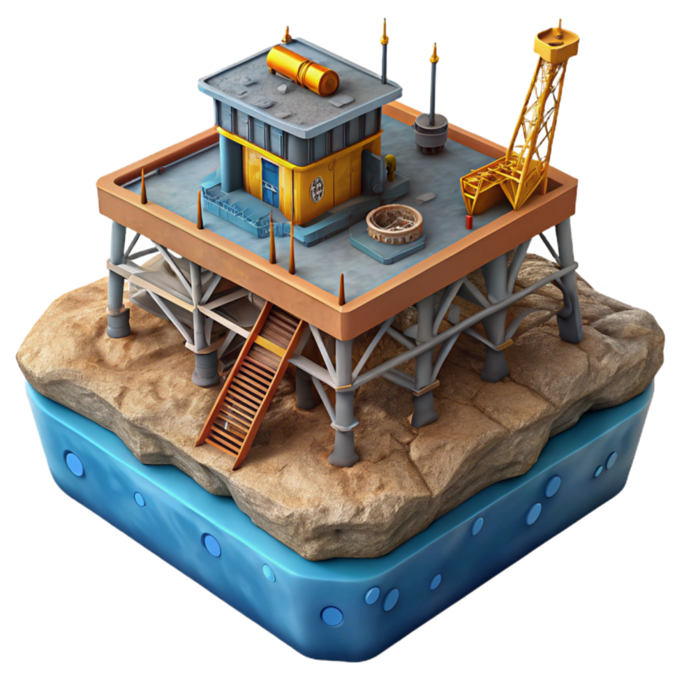 impressive classic Deep Sea Mining Platform Silhouette Isolated Element png