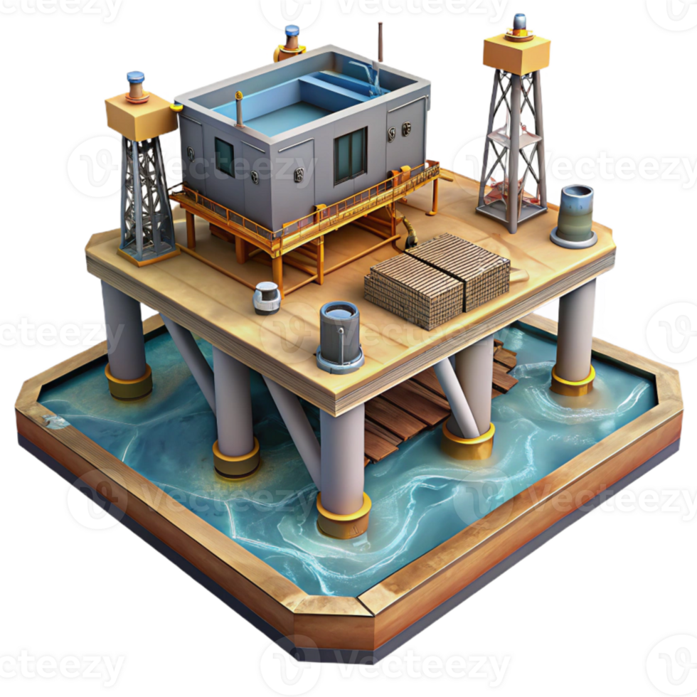 beautiful abstract Deep Sea Mining Platform Silhouette Isolated Element high resolution png