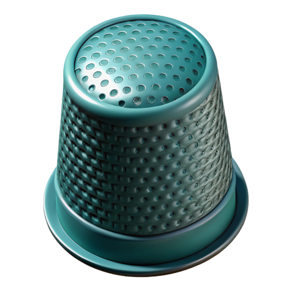 impressive creative Deep Teal Sewing Thimble Top View Transparent Background high resolution png