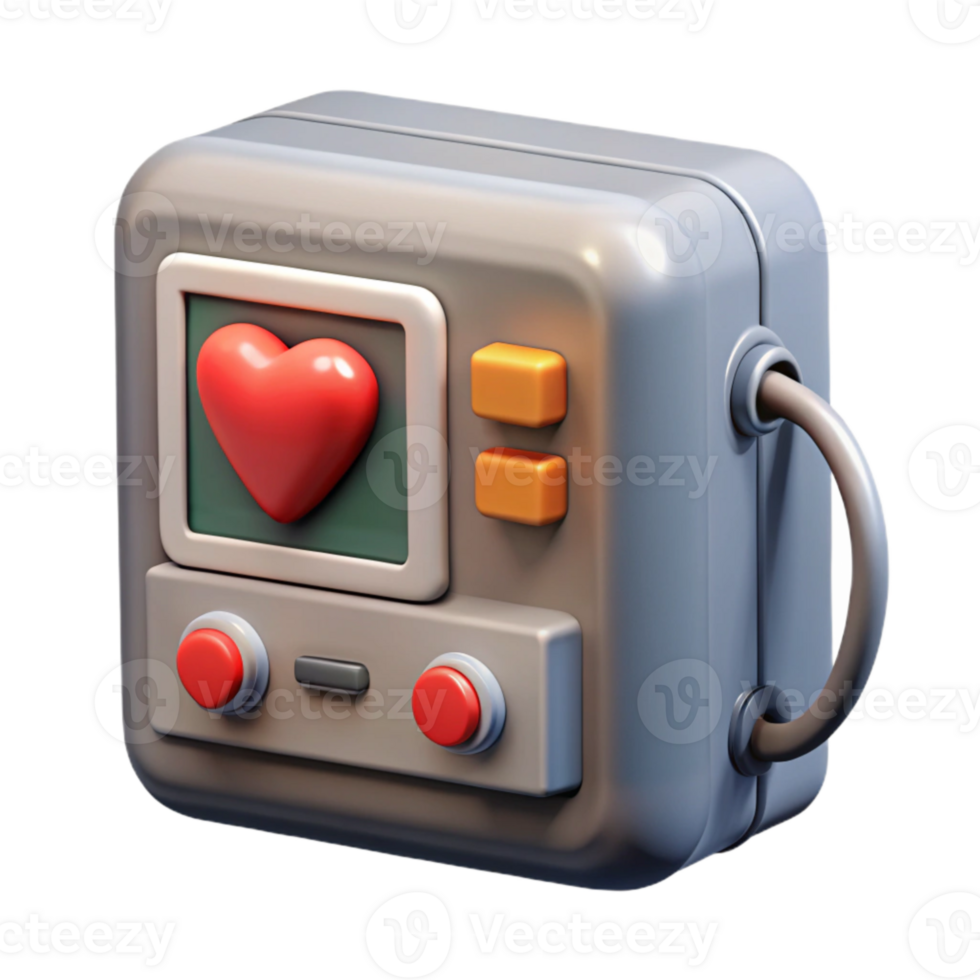 dramatic creative Defibrillator Machine Gray with Screen Cutout premium png