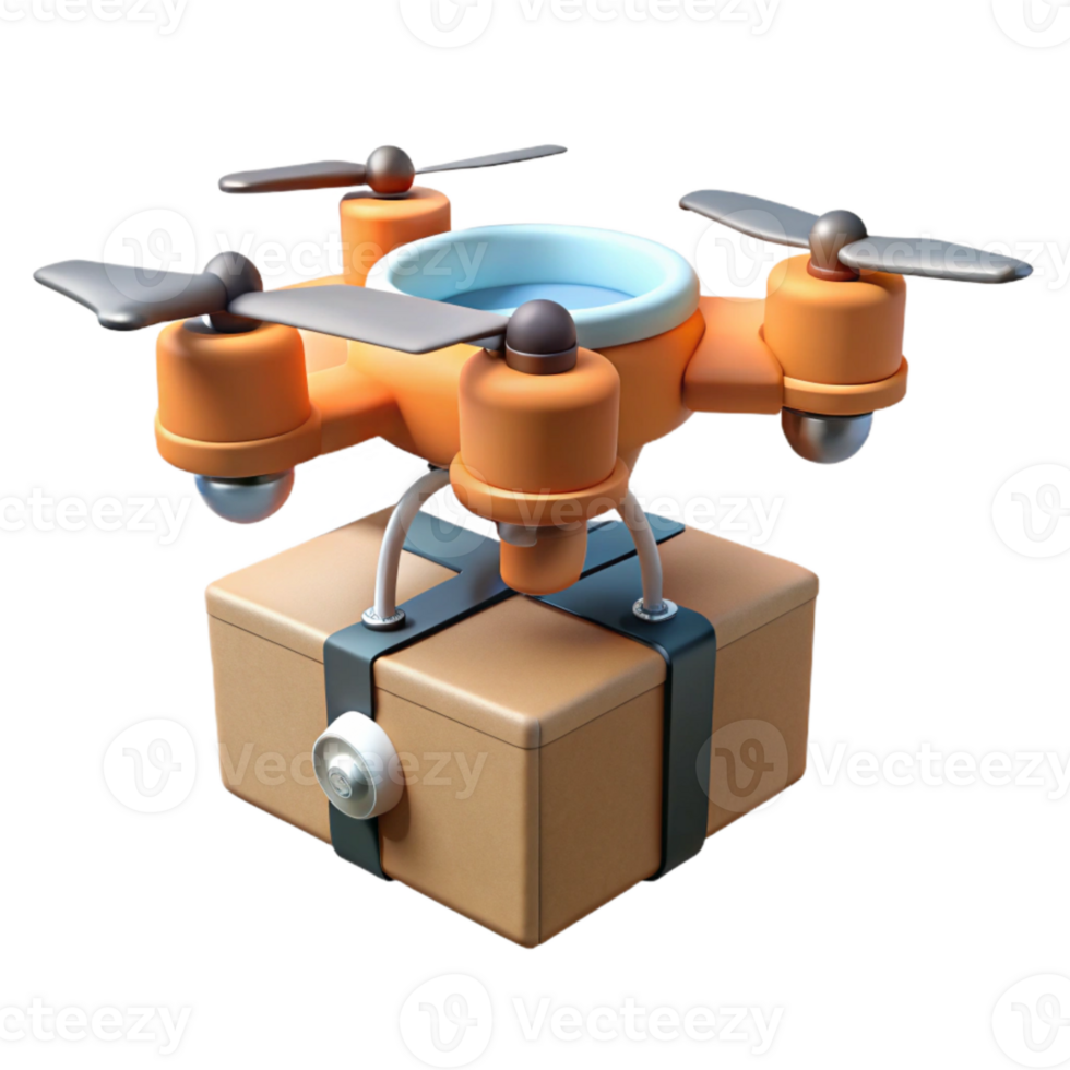vibrant vintage Delivery Drone Flying View Isolated original png