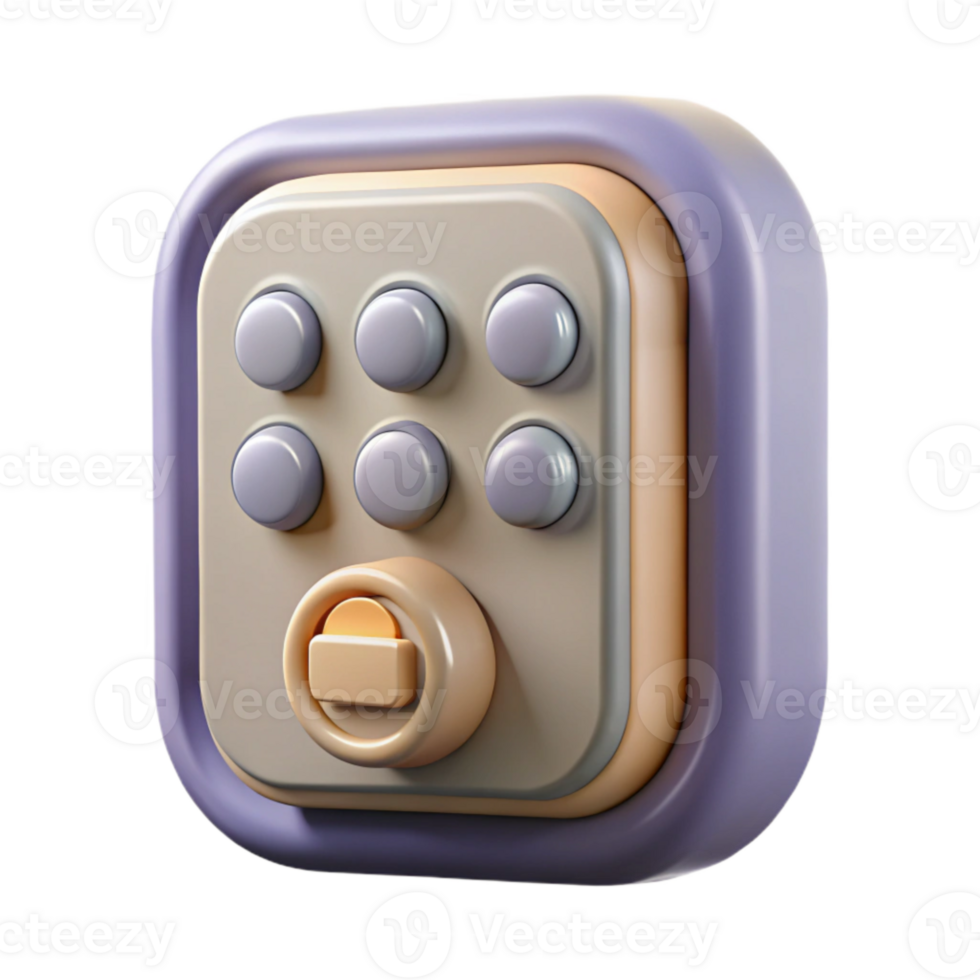 wonderful minimalist Smart Lock Keypad Front View Illuminated Buttons Transparent Background genuine png